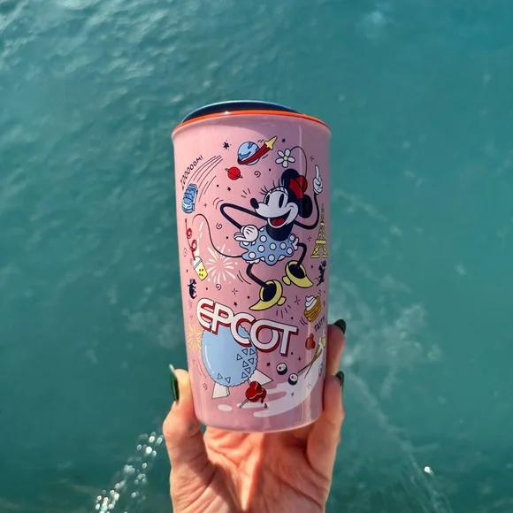 Starbucks Disney World Epcot Pink Minnie Mouse Porcelain Travel Mug - Picture 3 of 5